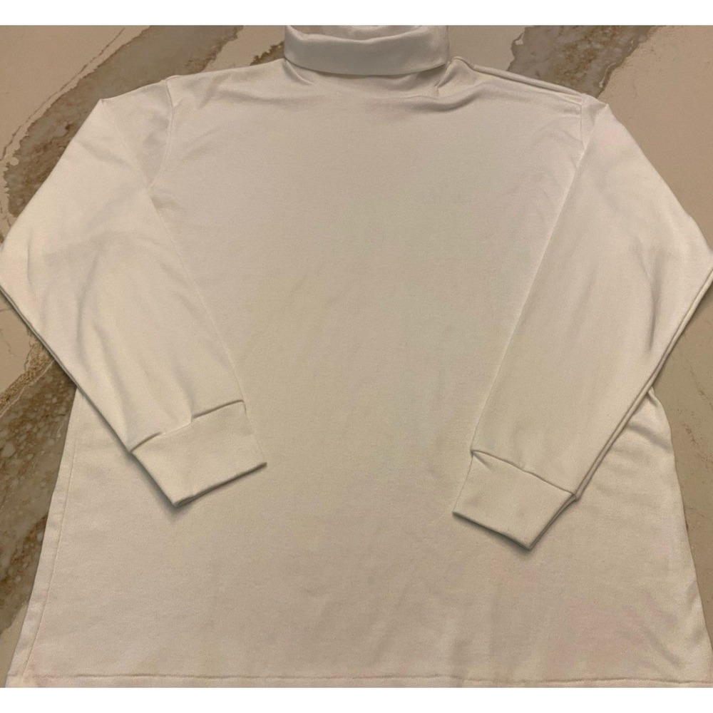 Vintage Le Tigre Turtleneck Shirt Mens 1X White Long Sleeve Made in USA 80s 90s